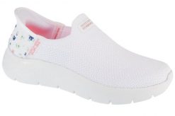 Buty sportowe Sneakersy damskie, Slip-Ins: GO WALK Flex - Sunset Rose. Czerwone buty treningowe Skechers, bez wzorów, z materiału, przed kostkę, bez zapięcia, trekkingowe. Za 349.99 zł.