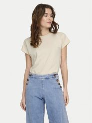 ONLY T-Shirt Erica 15308926 Beżowy Oversize. Brązowe t-shirty ONLY, l, bez wzorów, z bawełny, bez kołnierzyka, bez ramiączek. Za 79.99 zł.