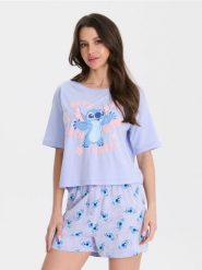 Piżama dwuczęściowa Stitch - błękitny. Niebieskie piżamy Sinsay, l, bez wzorów, bez kołnierzyka, bez ramiączek. Za 49.99 zł.