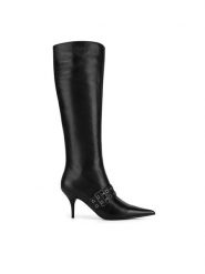 Eva Minge Kozaki BUSMA-SLT062-1501 Czarny. Czarne kozaki Eva Minge, bez wzorów, ze skóry, bez obcasa, na szpilce, bez zapięcia. Za 599.99 zł.