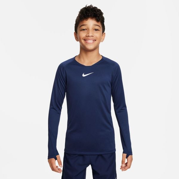 Koszulka Termoaktywna Juniorska Nike First Layer. Niebieskie bielizna termoaktywna damska Nike, bez wzorów, bez ramiączek, do piłki nożnej. Za 89.99 zł.