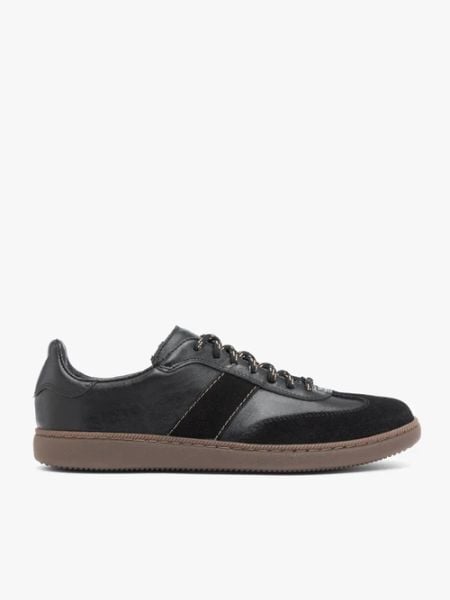 Czarne sportowe półbuty sznurowane. Czarne buty sportowe lifestyle Ryłko, bez wzorów, ze skóry, sportowe, z okrągłym noskiem, bez zapięcia. Za 449.99 zł.