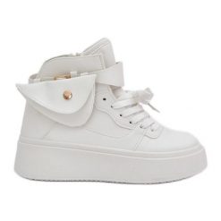 Wysokie Sneakersy Z Saszetką Na Platformie Białe. Białe nerki i saszetki bez wzorów, ze skóry, klasyczne, małe, bez dodatków. Za 170.48 zł.
