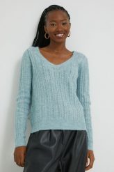 JDY sweter damski kolor turkusowy. Niebieskie swetry JDY, l, bez wzorów, bez ramiączek. Za 139.99 zł.
