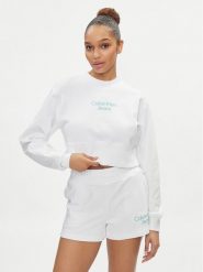 Calvin Klein Jeans Bluza Stacked Institutional J20J221466 Biały Regular Fit. Białe bluzy Calvin Klein Jeans, xl, bez wzorów, z bawełny, bez kaptura. Za 199.99 zł.