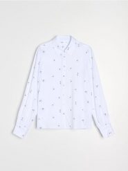 Koszula z wiskozy - biały. Białe koszule Sinsay, l, bez wzorów, z wiskozy, bez kołnierzyka, bez ramiączek. Za 39.99 zł.