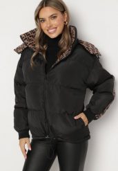 Czarna Dwustronna Kurtka Puffer z Odpinanym Kapturem i Kieszeniami Erisaria. Czarne kurtki Born2be, l, bez wzorów, z jeansu, eleganckie. W wyprzedaży za 178.49 zł.