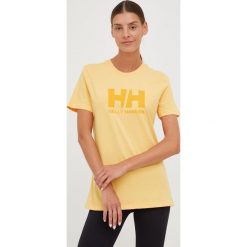 Helly Hansen t-shirt bawełniany kolor pomarańczowy. Brązowe t-shirty Helly Hansen, bez wzorów, z bawełny, bez kołnierzyka, bez ramiączek. Za 159.99 zł.