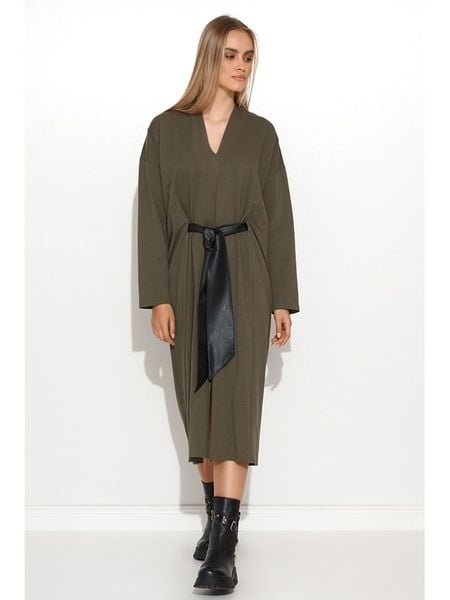 Makadamia Sukienka w kolorze khaki rozmiar: 40/42. Brązowe sukienki Makadamia, na co dzień, z aplikacjami, ze skóry, bez kołnierzyka, bez ramiączek, maxi, proste. Za 166.95 zł.