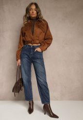 Niebieskie Jeansy Mom Fit High Waist z Dodatkiem Wiskozy Ativite. Niebieskie jeansy Renee, m, bez wzorów, z jeansu, z podwyższonym stanem. Za 69.99 zł.