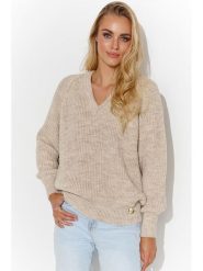 Makadamia Sweter w kolorze beżowym rozmiar: onesize. Brązowe swetry Makadamia, bez wzorów, bez ramiączek. Za 149.37 zł.