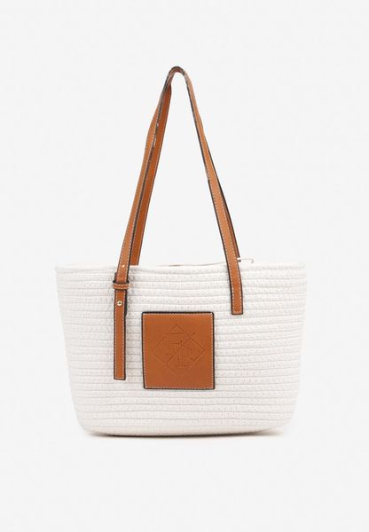 Beżowa Torebka Typu Shopperka z Szydełkowego Materiału z Bawełny Saverezae. Brązowe torebki klasyczne Renee, bez wzorów, z bawełny, eleganckie, bez dodatków. Za 99.99 zł.