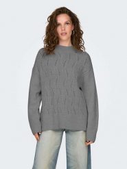 ONLY Sweter w kolorze szarym rozmiar: XL. Szare swetry ONLY, xl, bez wzorów, ze splotem, bez ramiączek. Za 96.83 zł.