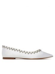 Eva Minge Baleriny MILA-V1166-28-1 Biały. Białe baleriny Eva Minge, bez wzorów, z materiału, bez obcasa, bez zapięcia. Za 343.99 zł.