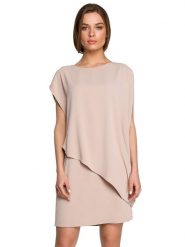 Stylove Sukienka w kolorze beżowym rozmiar: XXL. Brązowe sukienki Stylove, na co dzień, xxl, bez wzorów, bez kołnierzyka, bez ramiączek, mini, proste. Za 225.57 zł.