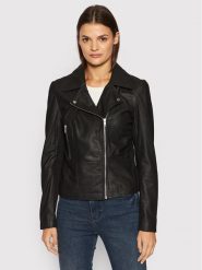 YAS Kurtka skórzana Sophie 26018510 Czarny Regular Fit. Czarne kurtki YAS, xxl, bez wzorów, ze skóry, bez kaptura. Za 499.99 zł.