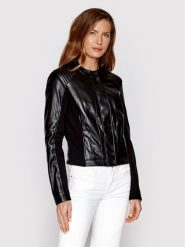 Guess Kurtka z imitacji skóry New Fiammetta W2YL19 WE480 Czarny Regular Fit. Czarne kurtki Guess, xl, z aplikacjami, ze skóry, bez kaptura. Za 319.99 zł.