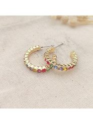 Atelier MIU Pozłacane kolczyki-półkreole z cyrkoniami rozmiar: onesize. Żółte kolczyki atelier MIU, z cyrkonią, pozłacane. Za 34.99 zł.