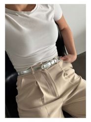 Lucky Bees Pasek w kolorze srebrnym - dł. 100 cm rozmiar: onesize. Szare paski Lucky Bees, bez wzorów, z materiału. Za 30.99 zł.