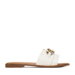 Klapki JENNY. Brązowe klapki Jenny, bez wzorów, bez obcasa, bez zapięcia. Za 89.99 zł.