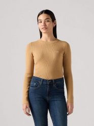 Levi's Sweter w kolorze beżowym rozmiar: M. Brązowe swetry Levi's, m, z aplikacjami, bez ramiączek. Za 140.86 zł.