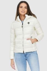 BLAUER Puchowa kurtka ecru damska z kapturem Claudia fashion down jacket with hood, Rozmiar S. Białe kurtki Blauer USA, s, bez wzorów, z puchu, z kapturem. W wyprzedaży za 1,169.99 zł.