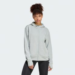 Bluza z kapturem Designed 4 Training Full-Zip. Zielone bluzy adidas, bez wzorów, z materiału, z kapturem, na fitness i siłownię, climacool (adidas). Za 299.00 zł.