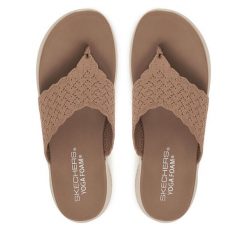 Japonki Skechers. Brązowe japonki Skechers, bez wzorów. Za 229.99 zł.