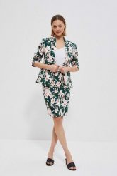 Marynarka z roślinnym printem. Zielone marynarki i żakiety MOODO, m, bez wzorów, z bawełny, biznesowe, bez ramiączek. W wyprzedaży za 53.99 zł.