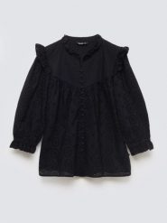 Bluzka damska bawełniana z rękawem 3/4 czarna Bohna 906. Czarne bluzki BIG STAR, l, w ażurowe wzory, z bawełny, boho, bez kołnierzyka, bez ramiączek. Za 229.99 zł.