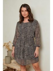 Curvy Lady Sukienka w kolorze czarno-brązowym rozmiar: 40/42. Brązowe sukienki Curvy Lady, bez wzorów, klasyczne, bez kołnierzyka, bez ramiączek, midi. Za 86.78 zł.