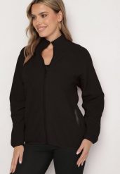 Czarna Bluza na Suwak o Prostym Kroju ze Stójką i Kieszeniami Esamira. Czarne bluzy Born2be, l, bez wzorów, z jeansu, eleganckie, bez ramiączek, bez kaptura. Za 44.99 zł.