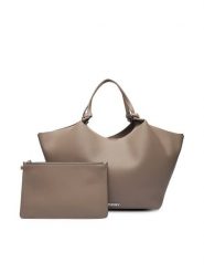 DKNY Torebka R42BAE48 Beżowy. Brązowe shopper bag DKNY, bez wzorów, ze skóry, bez dodatków. Za 739.99 zł.