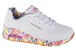 Buty sportowe damskie Skechers Uno Loving Love. Białe buty treningowe Skechers, bez wzorów, z materiału, bez zapięcia. Za 385.00 zł.