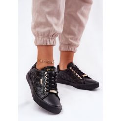 Trampki Damskie Z Eko Skóry Big Star RR274323 Czarne. Czarne trampki bez wzorów, z gumy, klasyczne, bez zapięcia. Za 237.59 zł.