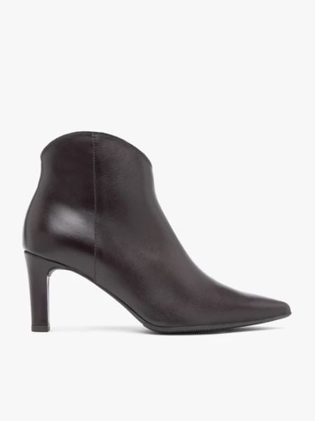 Bordowe skórzane botki na szpilce. Czerwone botki Brawo sp. z o.o., bez wzorów, ze skóry, eleganckie, bez obcasa, na obcasie, bez zapięcia. Za 549.99 zł.
