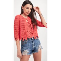 Kardigan BLUGIRL BLUMARINE. Pomarańczowe swetry Blugirl Blumarine, m, w ażurowe wzory, bez ramiączek. W wyprzedaży za 643.30 zł.