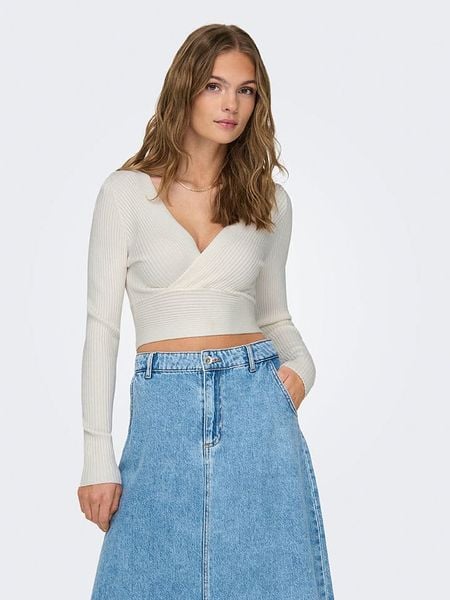 ONLY Sweter w kolorze kremowym rozmiar: XL. Brązowe swetry ONLY, xl, bez wzorów, bez ramiączek. Za 70.08 zł.