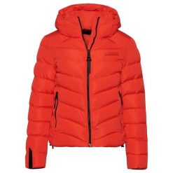 Damska kurtka z kapturem z mikrofibry Superdry. Czerwone kurtki Superdry, na zimę, xs, z aplikacjami, z gumy, klasyczne, z kapturem. Za 317.20 zł.