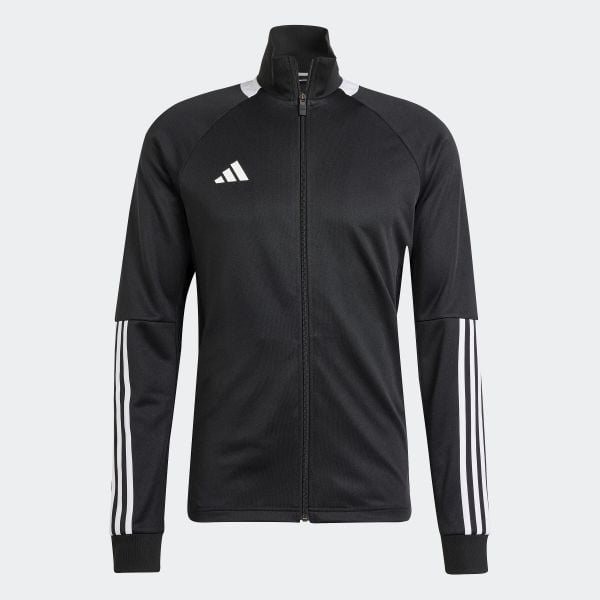 Bluza treningowa do piłki nożnej ADIDAS Sereno. Czarne bluzy adidas, l, bez wzorów, z dresówki, bez kaptura, do piłki nożnej. W wyprzedaży za 169.99 zł.