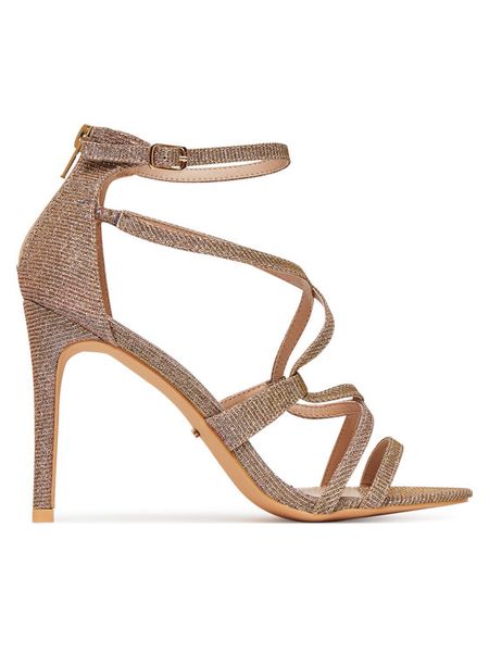 DeeZee Sandały F89725-88 Złoty. Żółte sandały DeeZee, bez wzorów, z materiału, bez obcasa, na szpilce, bez zapięcia. Za 179.99 zł.