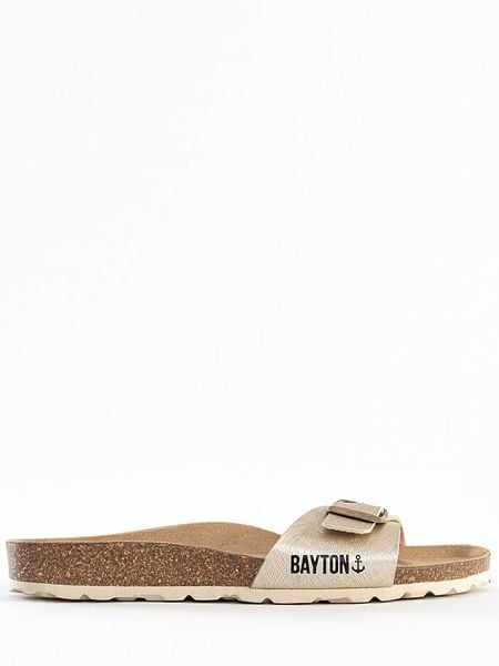 BAYTON Klapki "Zephyr" w kolorze złotym rozmiar: 38. Żółte klapki Bayton, bez wzorów, z materiału, klasyczne, z otwartym noskiem, bez obcasa, bez zapięcia. Za 109.26 zł.