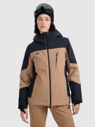 4F Kurtka narciarska membrana 8000 damska - brązowa XXL. Brązowe kurtki narciarskie 4f, na zimę, m, bez wzorów, bez kaptura, narciarskie. Za 599.99 zł.