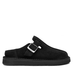 Klapki Clarks. Czarne klapki Clarks, bez wzorów, bez obcasa, bez zapięcia. Za 439.99 zł.