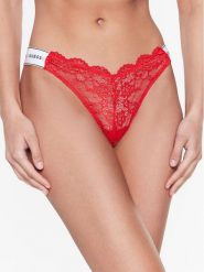 Guess Stringi Belle O3RE08 KBBT0 Czerwony. Czerwone stringi Guess, z aplikacjami, z syntetyku. Za 89.99 zł.