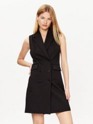KARL LAGERFELD Sukienka codzienna Punto 231W1312 Czarny Regular Fit. Czarne sukienki KARL LAGERFELD, na co dzień, bez wzorów, z wiskozy, bez kołnierzyka, bez ramiączek, proste. Za 1,399.00 zł.