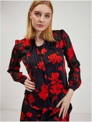 Orsay Bluzka w kolorze czarno-czerwonym rozmiar: 38. Czarne bluzki Orsay, bez wzorów, z koronki, bez kołnierzyka, bez ramiączek. Za 65.99 zł.