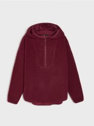 Bluza sherpa z kapturem - czerwony. Czerwone bluzy z kapturem Sinsay, l, bez wzorów, z kapturem. Za 59.99 zł.