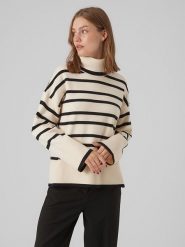 Vero Moda Golf w kolorze czarno-kremowym rozmiar: L. Czarne swetry Vero Moda, l, bez wzorów, z włókna, bez ramiączek. Za 79.21 zł.