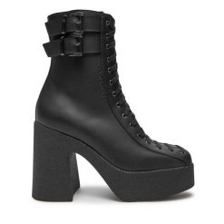 Botki Altercore. Czarne botki Altercore, bez wzorów, bez obcasa, na słupku, bez zapięcia. Za 379.99 zł.